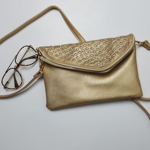 Charming Charlie Handbags - New Golden Studded Crossbody Purse
